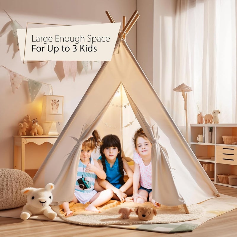 Atlasonix Kids Teepee Tent - Teepee Tent for Kids, Teepe for Toddlers 1-3 | TP Tent Indoor 100% Cotton Canvas Tipi Tents - Child TP for Play and Imagination - Image 3